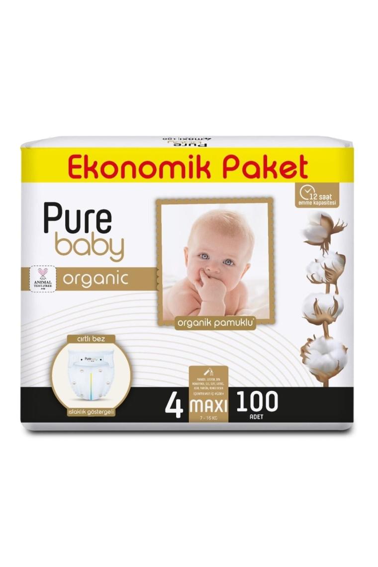 Organik Pamuklu Cırtlı Bez Ekonomik Paket 4 Numara Maxi 100 Adet