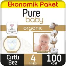 Organik Pamuklu Cırtlı Bez Ekonomik Paket 4 Numara Maxi 100 Adet