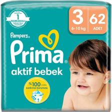 Prima Aktif Bebek; Bebek Bezi 3 Numara; 62 adet