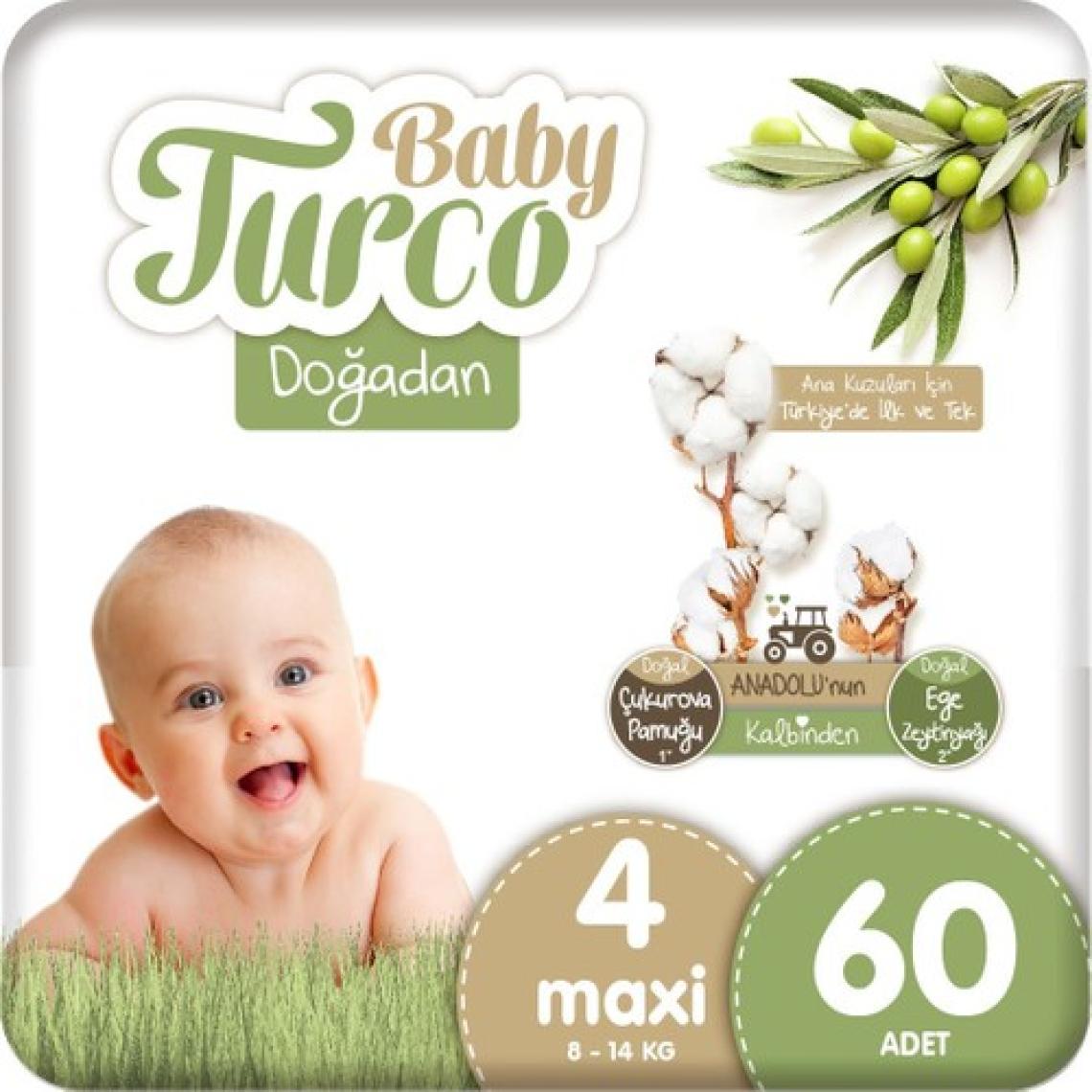 Baby Turco Doğadan 4 Numara Maxi 60'lı Bebek Bezi