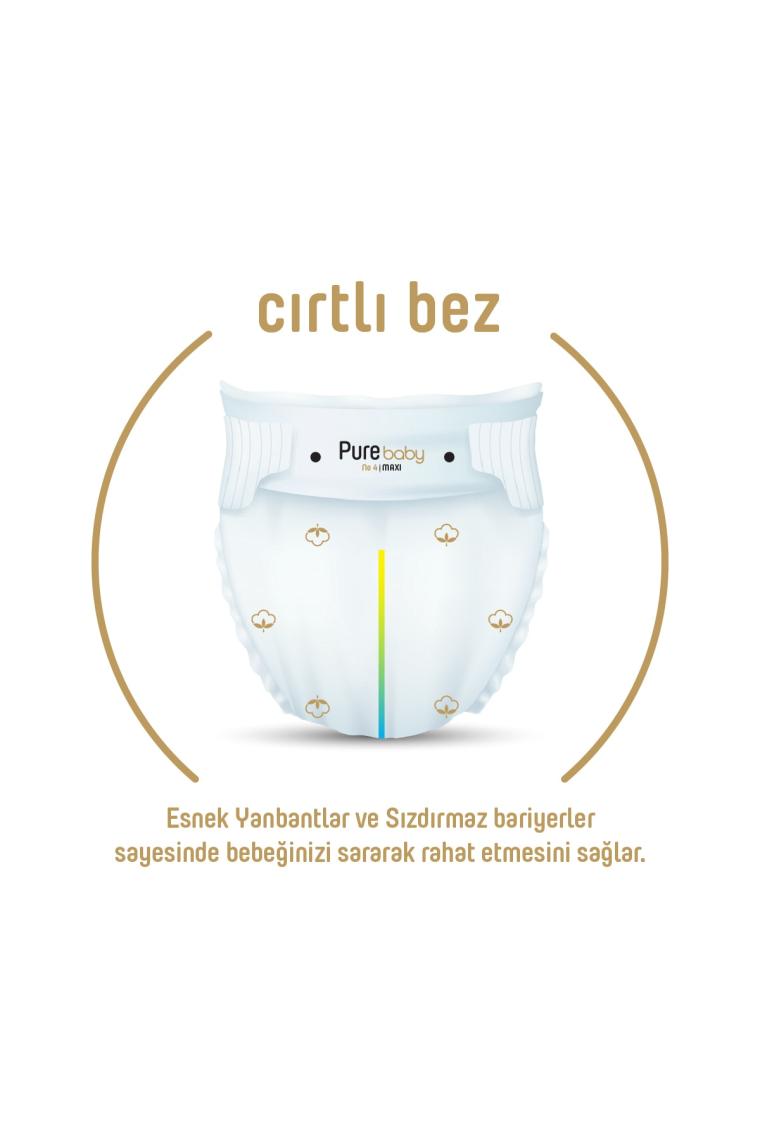 Pure Baby Organik Pamuklu Cırtlı Bez 3'lü Paket 5 Numara Junior 120 Adet