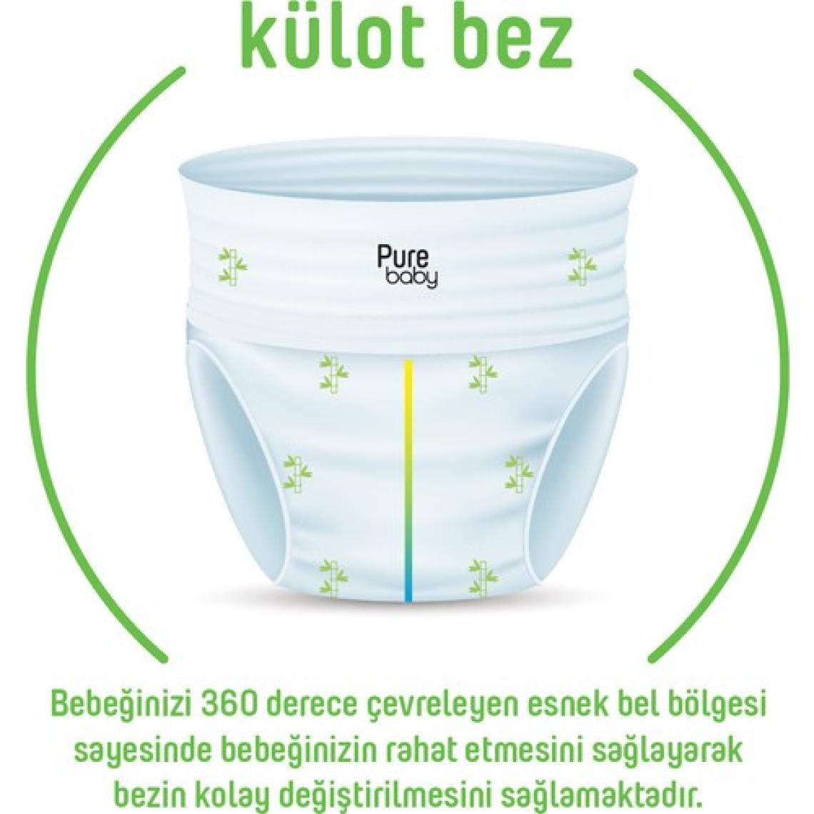 Pure Baby Organik Bambu Özlü 5 Numara Junior 80'li Külot Bez