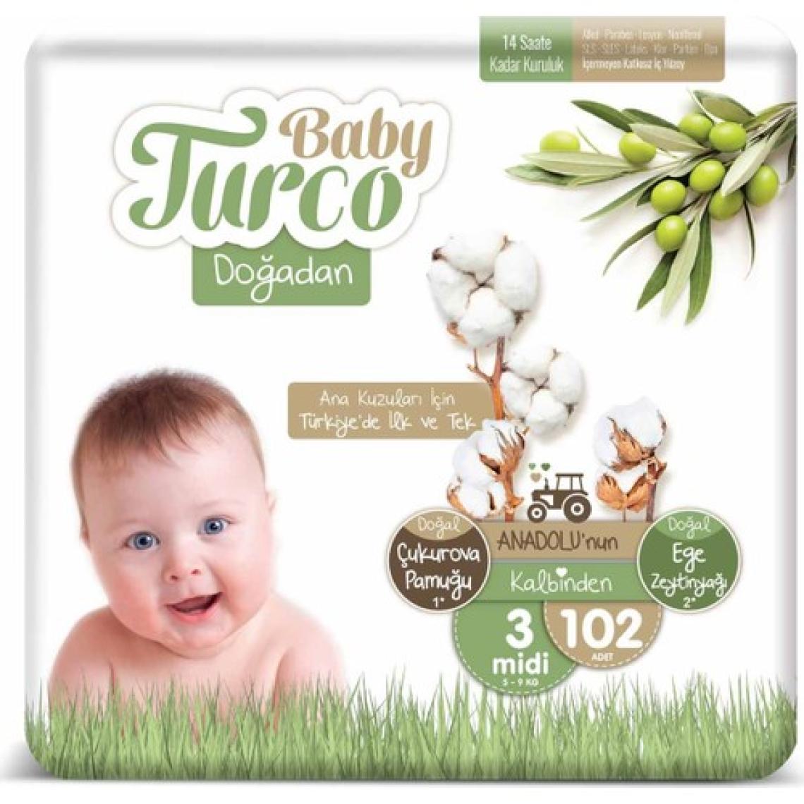 Baby Turco Doğadan 3 Numara Midi 102'li Bebek Bezi