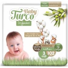 Baby Turco Doğadan 3 Numara Midi 102'li Bebek Bezi