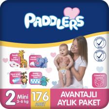 Paddlers Bebek Bezi 2 Numara Mini 176 Adet (3-6 Kg) Aylık Paket