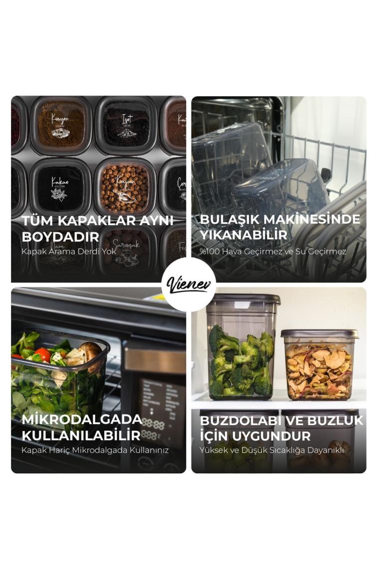 Magev Plastik Serigrafi Etiketli 24LÜ Peggy Kare Saklama Kabı 8x(0,55 Litre, 1,2 Litre, 1,75 Litre)