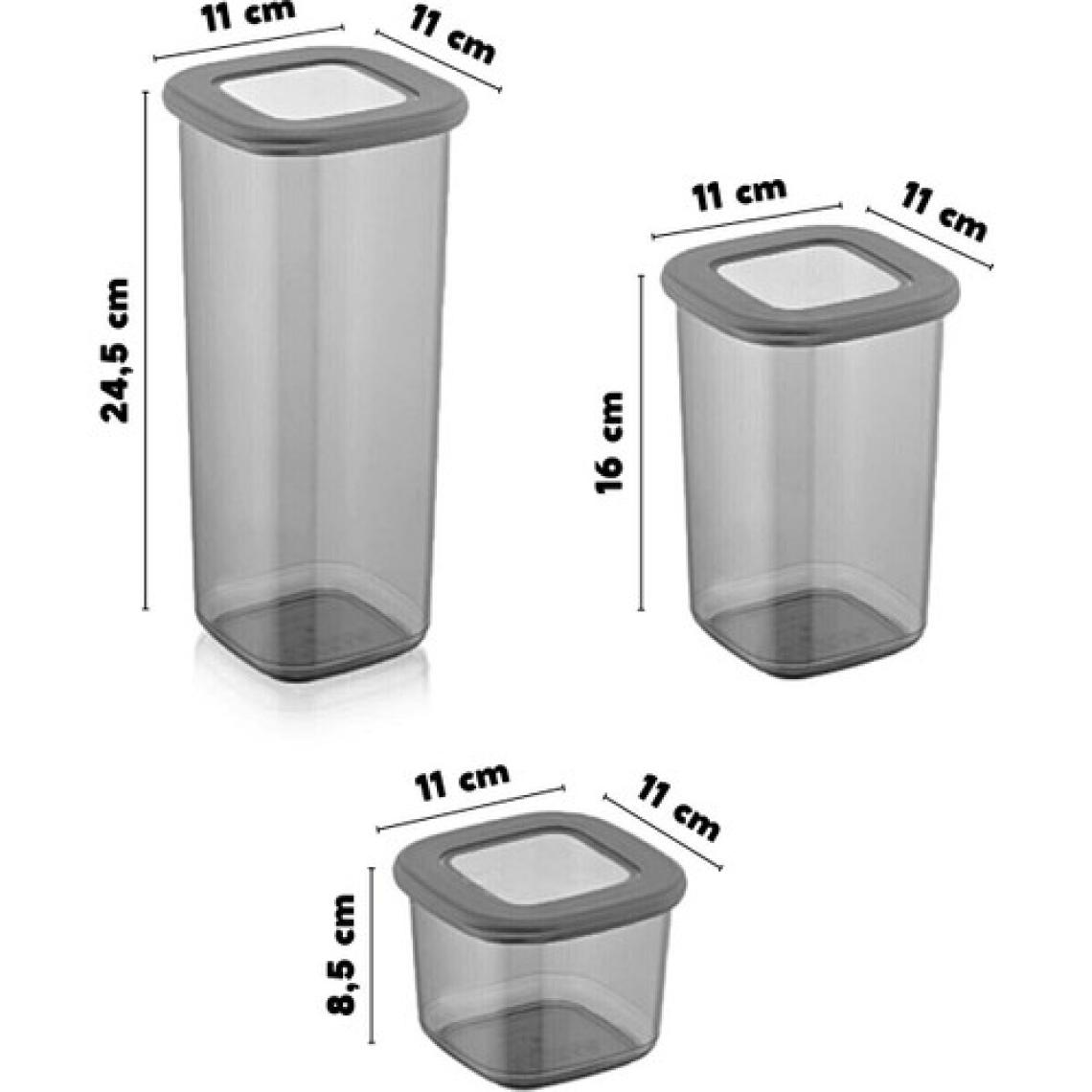 Nandy Home 12'li Set Etiketli, Kırılmaz Kare Erzak Saklama Kabı Antrasit X4 1,75 Lt/1,2 Lt/0,5 Lt