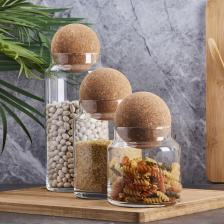 Sughero Top Mantar Kapaklı Cam Kavanoz Ve Baharat Seti 3 Lü Top Mantar Kapaklı Cam