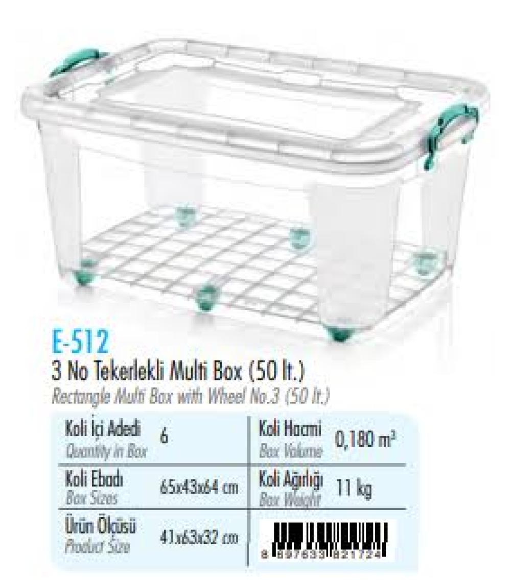 Polytime 3 No 50 Lt.Tekerlekli Saklama Kutusu-Saklama Kabı