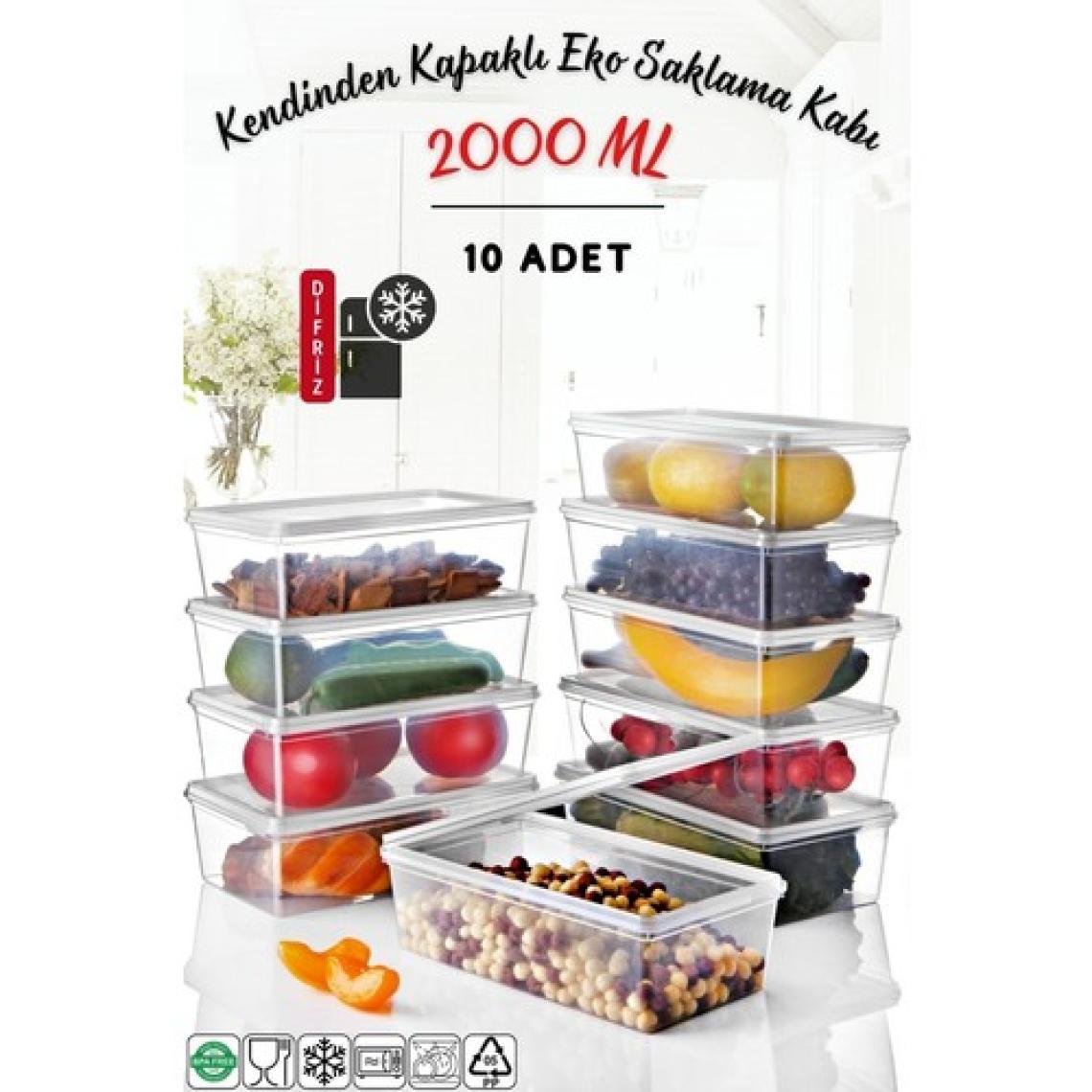 Nandy Home 10 Adet Kendinden Kapaklı Derin Dondurucuya Uygun Saklama Kabı 2 Lt