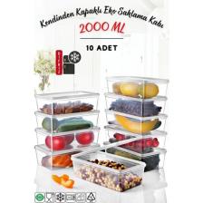 Nandy Home 10 Adet Kendinden Kapaklı Derin Dondurucuya Uygun Saklama Kabı 2 Lt