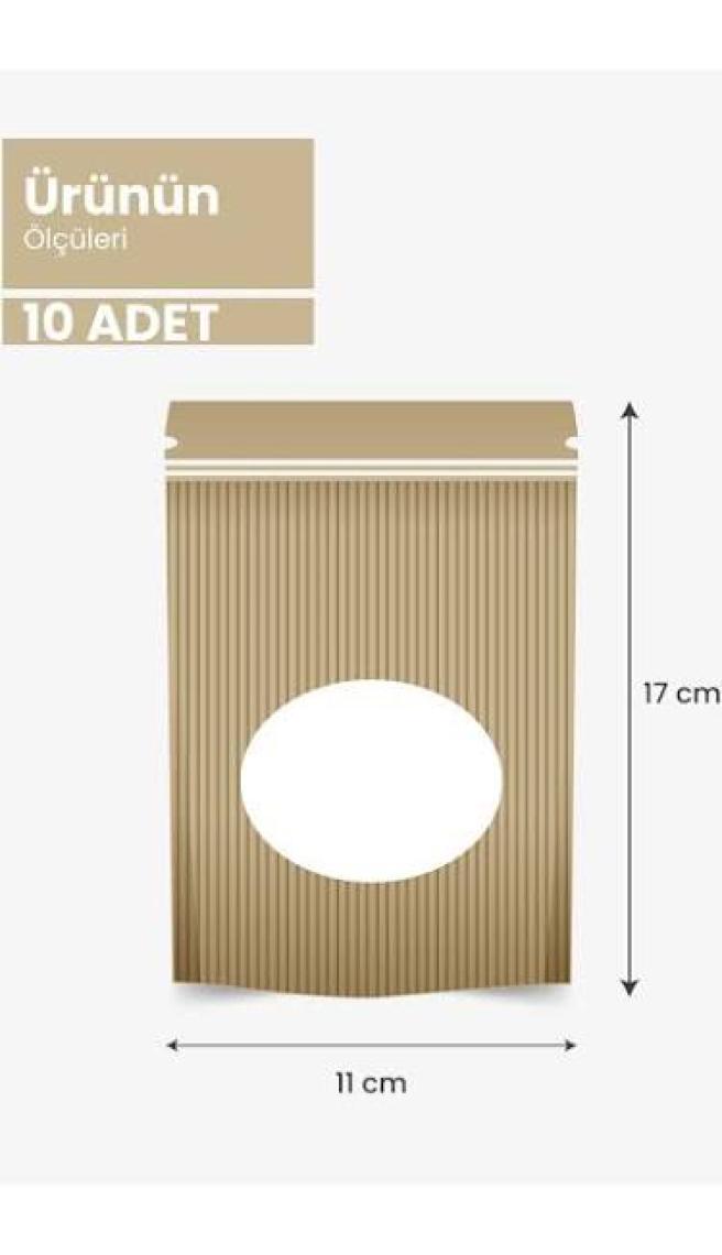 Palpak Kağıt Görünümlü Kilitli Saklama Poşeti Midi Boy 11 x 17 cm / 10 Adet 200 ml