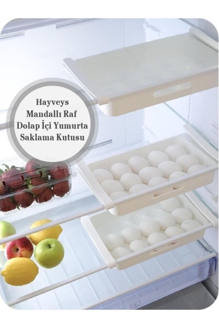 Pratik Geçmeli Mandallı Raf Yumurtalık 15'li Dolap Içi Yumurta Saklama Kutusu ( D-32 )