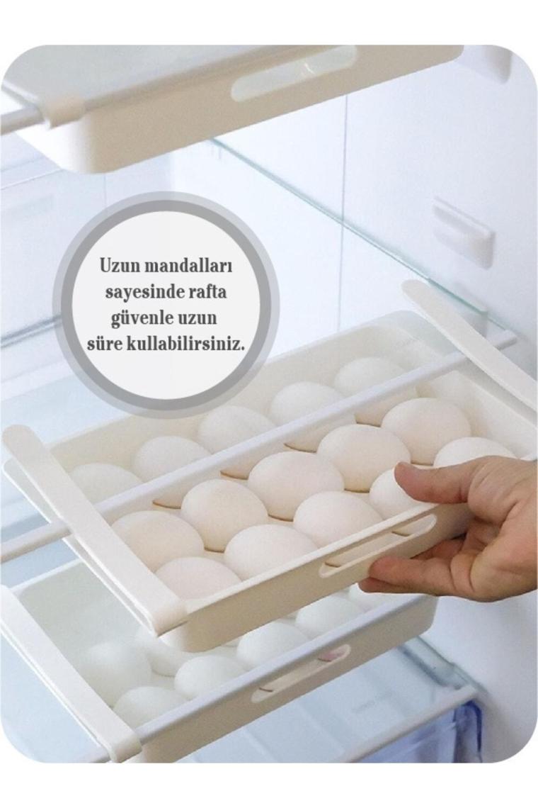 Pratik Geçmeli Mandallı Raf Yumurtalık 15'li Dolap Içi Yumurta Saklama Kutusu ( D-32 )