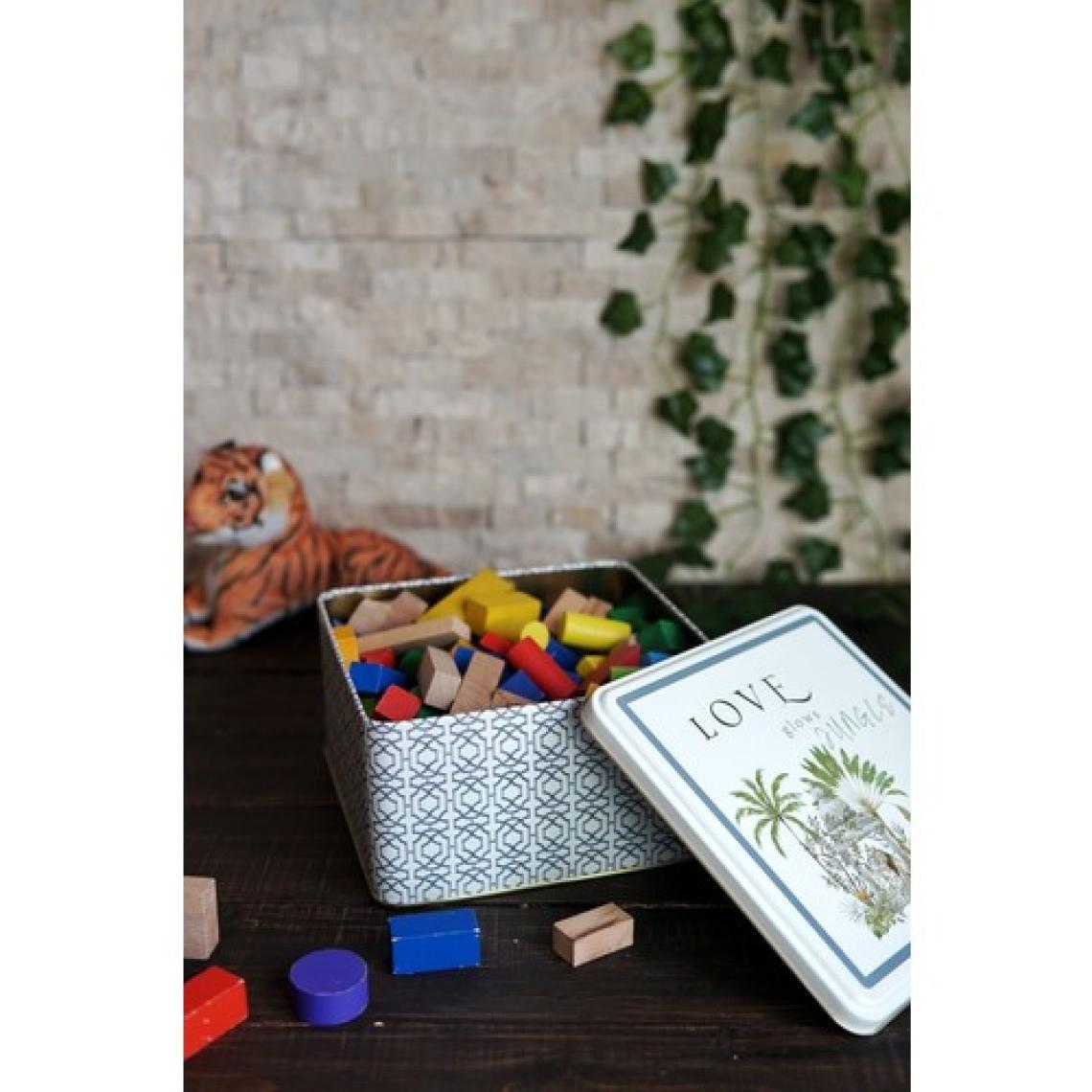 Evle ER028-2G Forrest Grey Desenli Kare Metal Saklama Kabı 20X20 cm