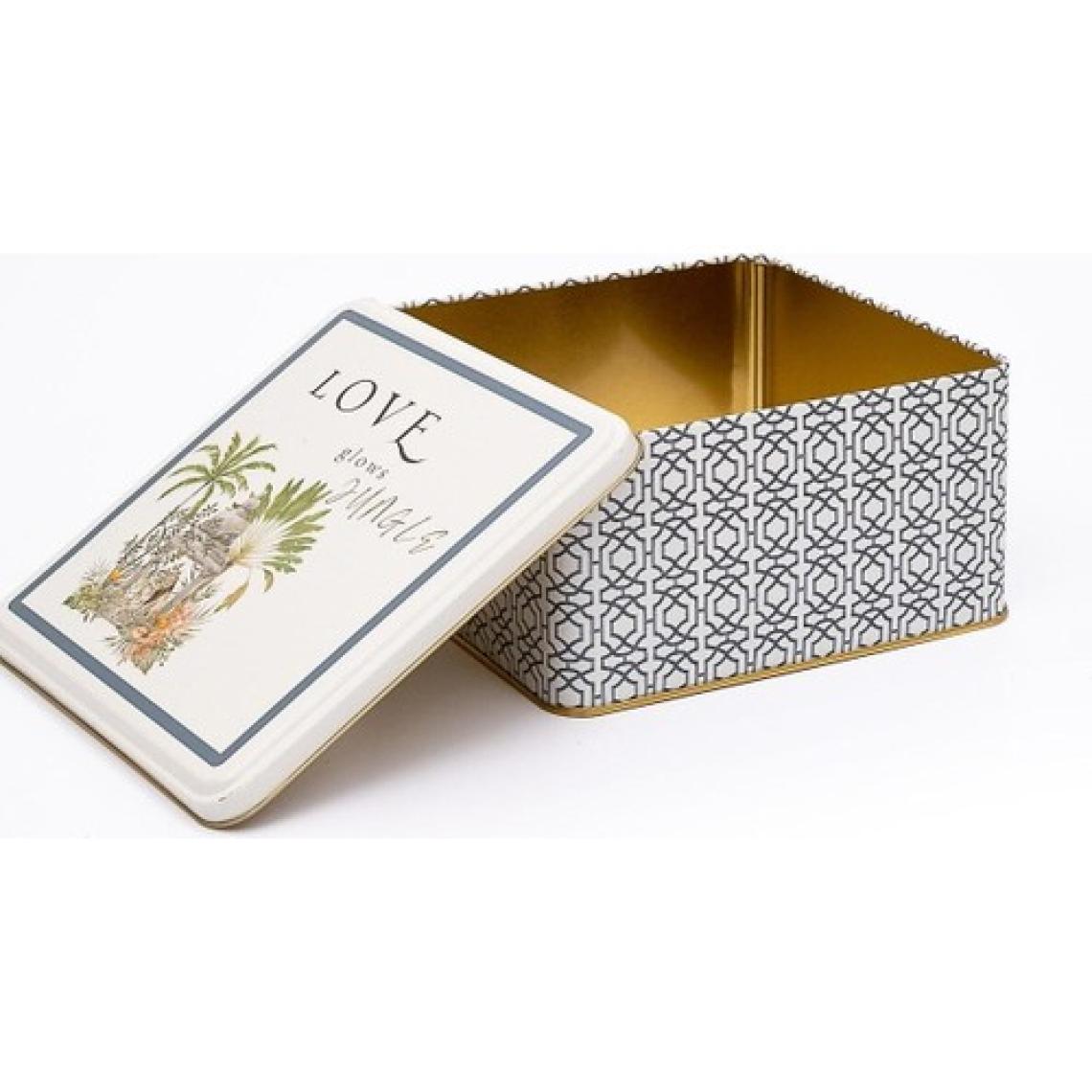 Evle ER028-2G Forrest Grey Desenli Kare Metal Saklama Kabı 20X20 cm
