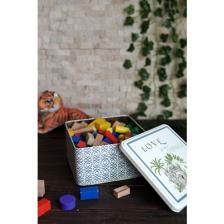 Evle ER028-2G Forrest Grey Desenli Kare Metal Saklama Kabı 20X20 cm
