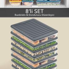 8'li Saklama Kabı , Mikrodalga Uyumlu Erzak Saklama Kabı Antrasit 8 X 2400 ml