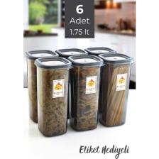 Grimor Life 6 Adet Sızdırmaz Hava Almaz Etiket Hediyeli Kuru Erzak Bakliyat Saklama Kabı 1750 ml