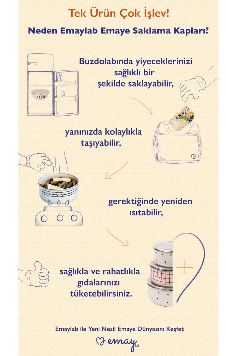 Emaylab Merry Yılbaşı Özel Emaye Üçlü Saklama Kabı Seti