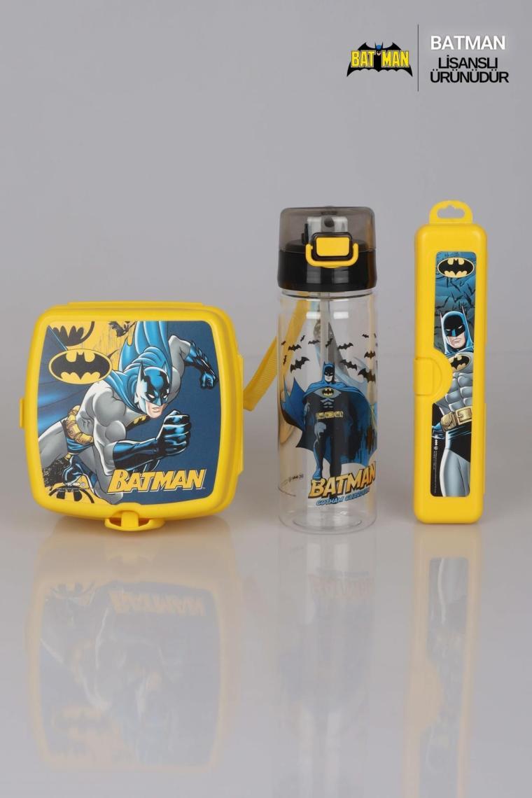 Calke Batman Çocuk Beslenme Kutusu Matara Kalem Kutusu Set 3' Lü