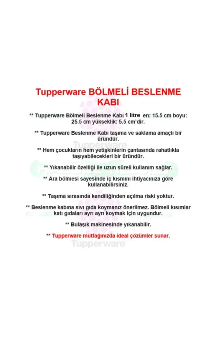 Tupperware Bölmeli Beslenme Kutusu 1L Su Mavisi
