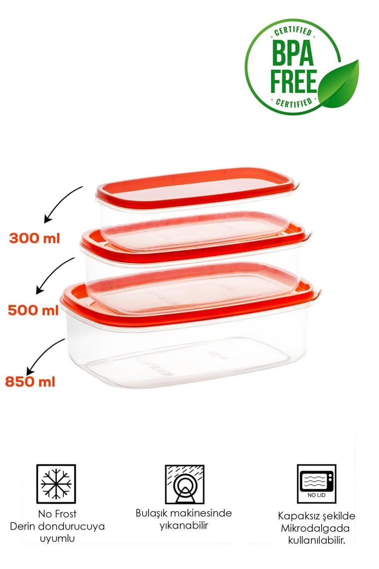 1001 12 Li Dikdörtgen Plastik Saklama Kabı - Çok Amaçlı Gıda Erzak Saklama Kabı Seti