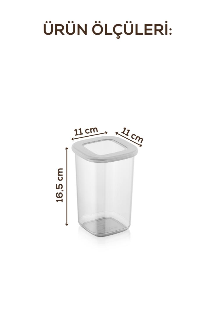 Magev Plastik Foly Etiketli Kare Erzak Saklama Kabı 3'lü Set