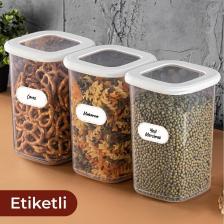 Magev Plastik Foly Etiketli Kare Erzak Saklama Kabı 3'lü Set