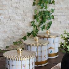 Erb30t7 Yuvarlak Kutu Ø140, Topuz Kulp, 3 Lü Set, Bird Cage