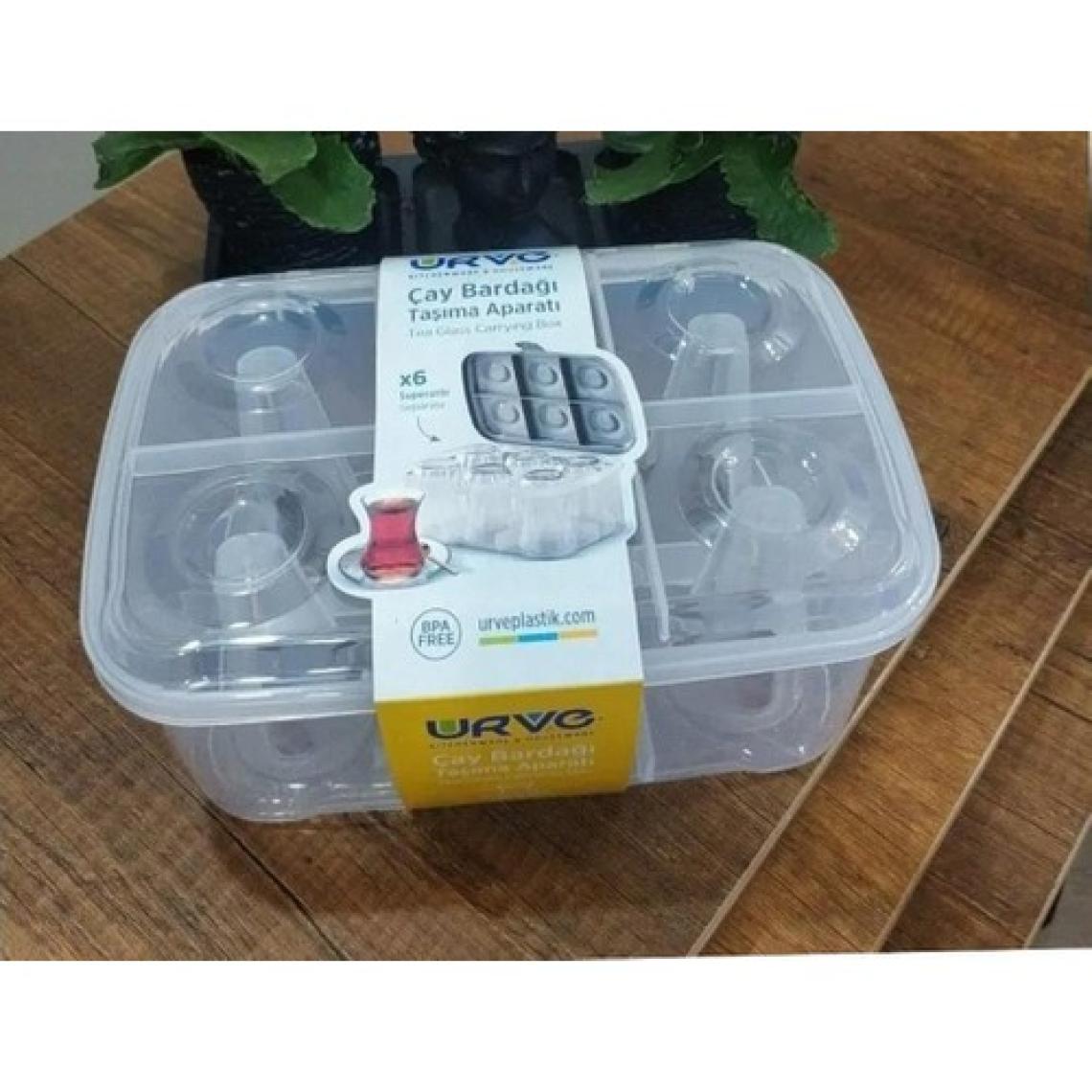 abnturk Piknik Çay Bardağı Taşıma Aparatı Kutusu 6 Bardak Kapasiteli Plastik