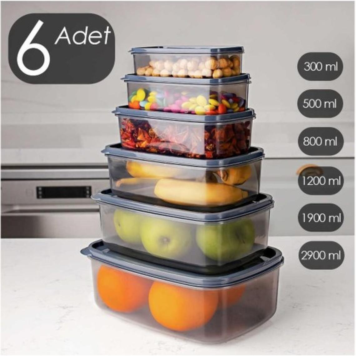Bee Home Şeffaf 6 Lı Saklama Kabı Antrasit AK-528 (Gkh)