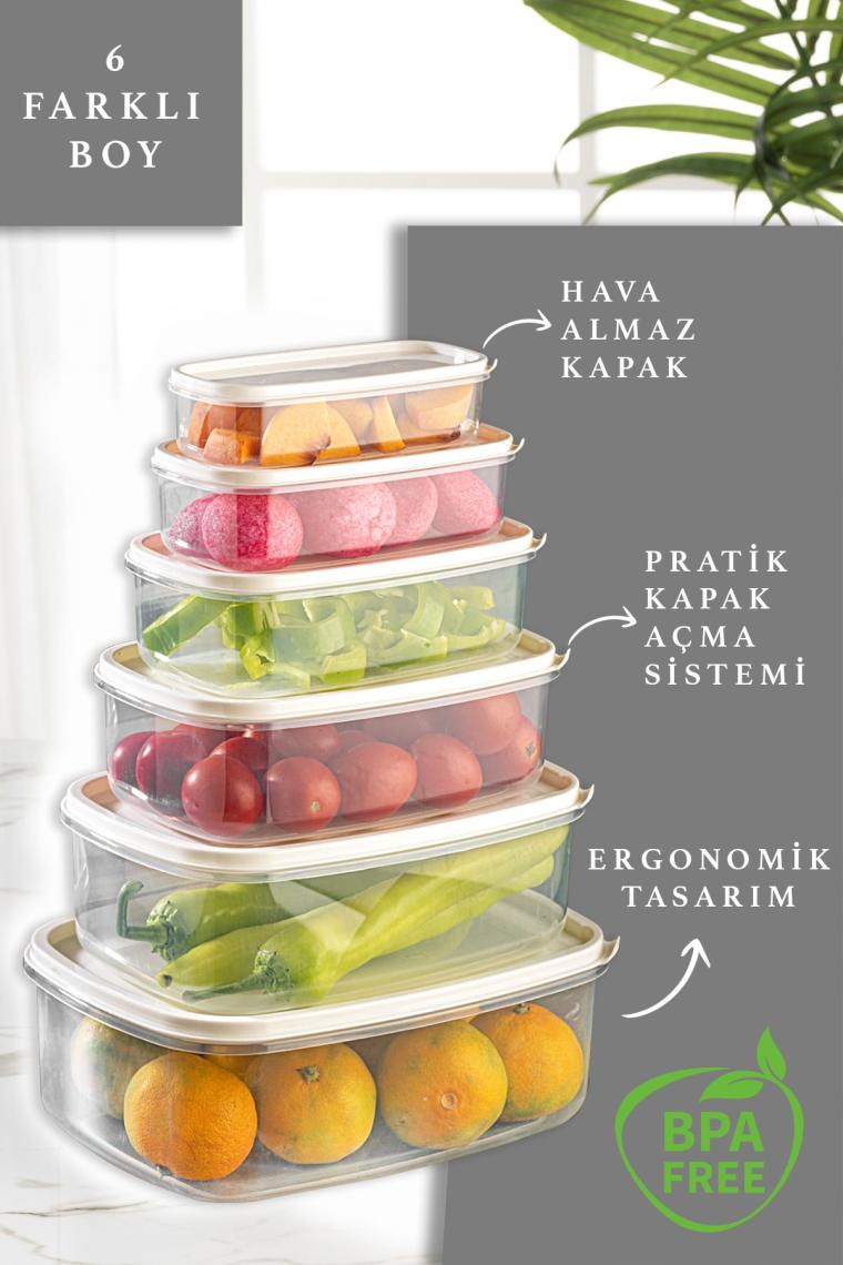 Plastik 12'li Dikdörtgen Sweet Saklama Kabı Seti - Şeffaf Beyaz 7-12 628ESERI