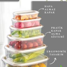 Plastik 12'li Dikdörtgen Sweet Saklama Kabı Seti - Şeffaf Beyaz 7-12 628ESERI