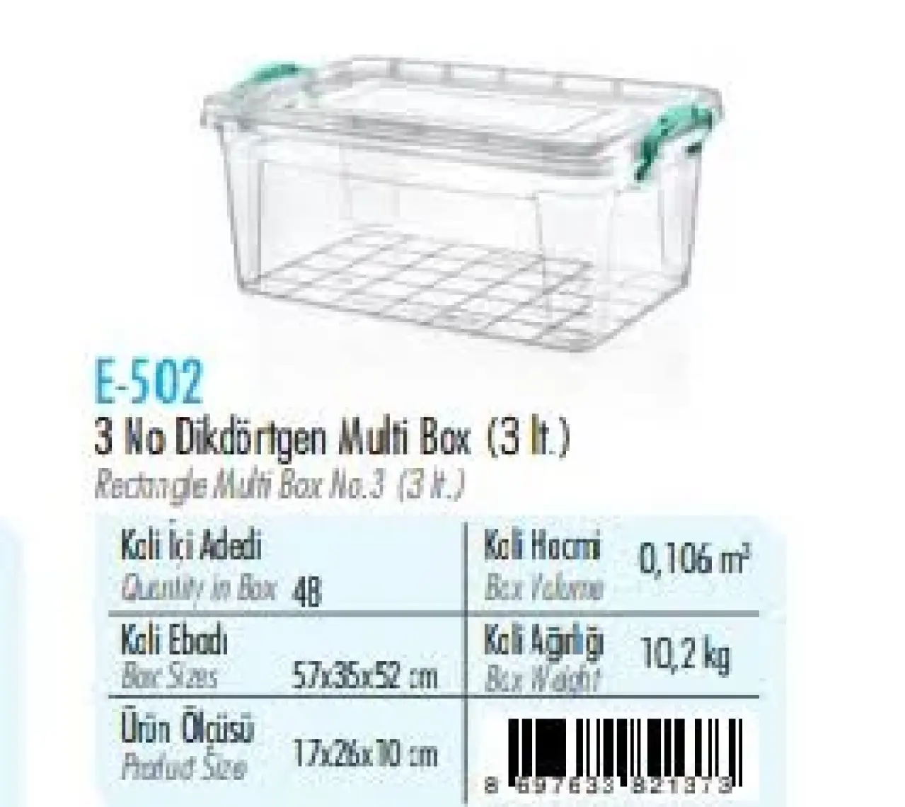 Polytime 3 No Saklama Kabı-Saklama Kutusu 3 Lt.