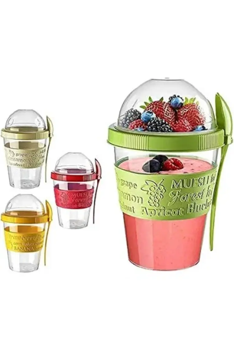 Titiz Take'n Go Kapaklı Kaşıklı Hazırla ve Çık Meyveli Yoğurt Kabı 600 ml