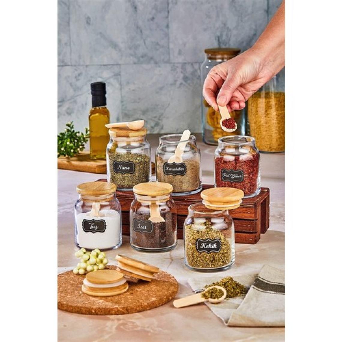 Fbz Home 6'lı Kaşıklı Lüx Baharat Takımı Cam Kavanoz Saklama KABI(300 ml Baharat Kavanoz Seti)