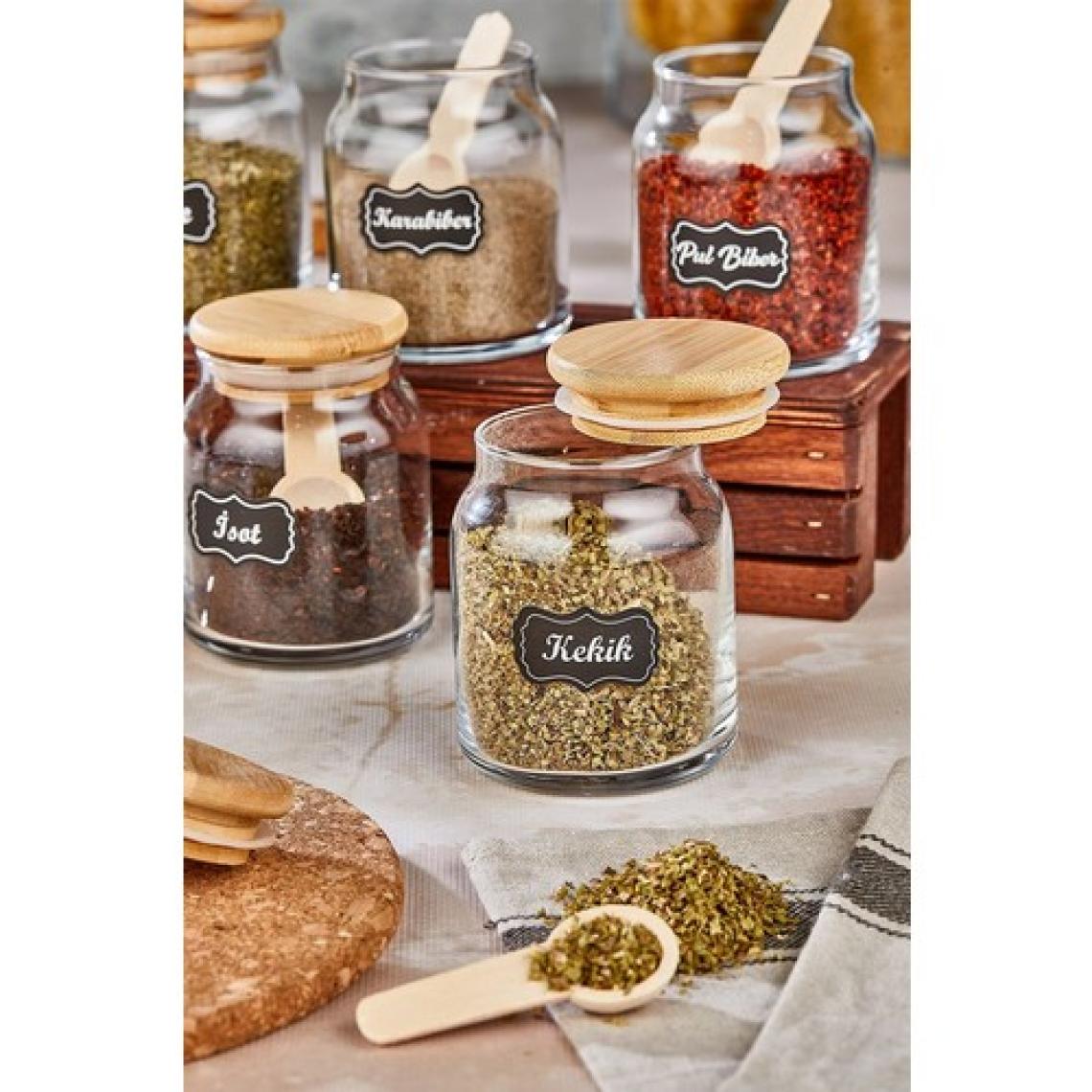 Fbz Home 6'lı Kaşıklı Lüx Baharat Takımı Cam Kavanoz Saklama KABI(300 ml Baharat Kavanoz Seti)