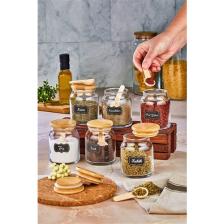 Fbz Home 6'lı Kaşıklı Lüx Baharat Takımı Cam Kavanoz Saklama KABI(300 ml Baharat Kavanoz Seti)