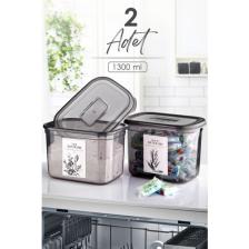 Kitchen Life 2 Adet Büyük Boy Dikdörtgen Deterjan Saklama Kutusu  - 1300 ml - Deterjan Seti