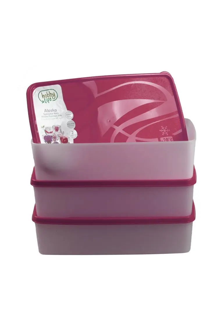 Hobby Life Alaska Nofrost Saklama Kabı 2 Litre 3'lü Fuşya