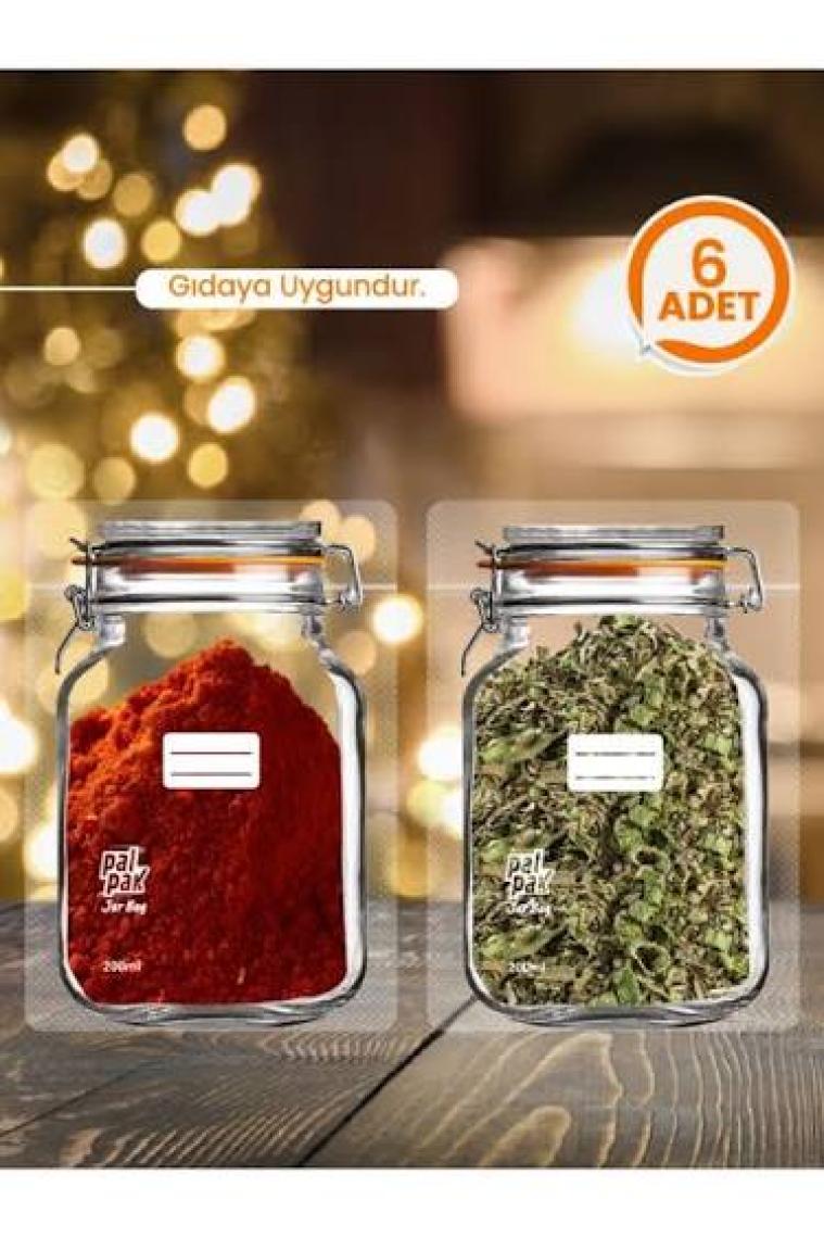 Palpak Mini Boy Klips Kapaklı Kavanoz Görünümlü Saklama Poşeti-6 ADET-200 ml