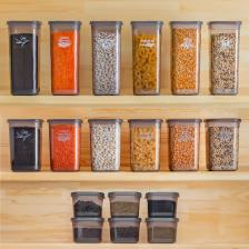 Porsima 433-GR-6 18 Li Kare Etiketli Gıda Erzak Baharat Saklama Kabı Seti 6x(0.60+1.30+1.90) Lt Gri