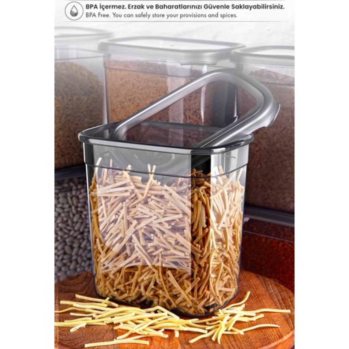 Kitchen Life 12'li Jumbo Boy Etiketli Square Kare Erzak Saklama Kabı Seti 1750 ml - Sert Kapak Büyük Kavanoz