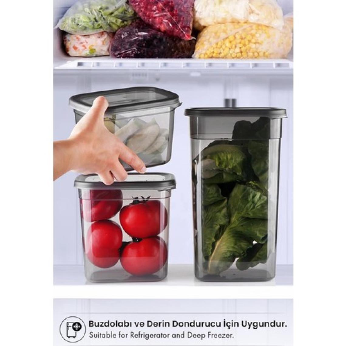 Kitchen Life 12'li Jumbo Boy Etiketli Square Kare Erzak Saklama Kabı Seti 1750 ml - Sert Kapak Büyük Kavanoz