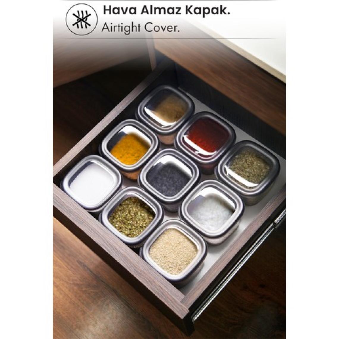Kitchen Life 12'li Jumbo Boy Etiketli Square Kare Erzak Saklama Kabı Seti 1750 ml - Sert Kapak Büyük Kavanoz