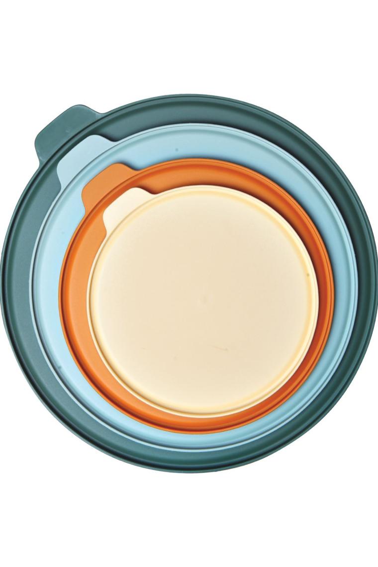 Kitchen Life 4 Boy Kapaklı Yuvarlak Aura Saklama Kabı Seti  Aura Çırpma Kabı (7,5 Lt + 4lt + 2lt + 1lt)