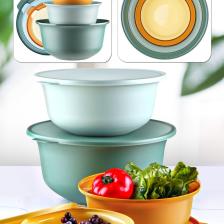 Kitchen Life 4 Boy Kapaklı Yuvarlak Aura Saklama Kabı Seti  Aura Çırpma Kabı (7,5 Lt + 4lt + 2lt + 1lt)