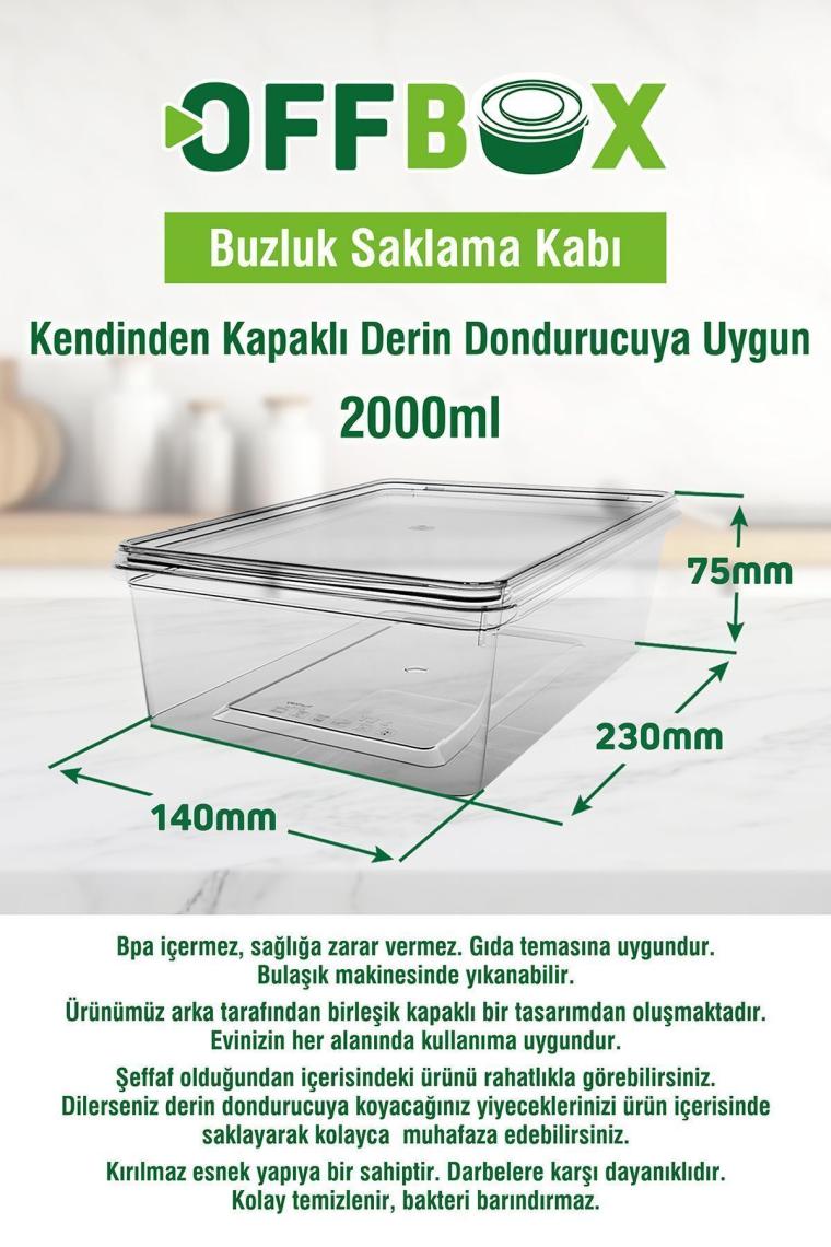 10 Adet 2 Lt. Kendinden Kapaklı Derin Dondurucuya Uygun Saklama Kabı Düzenleyici