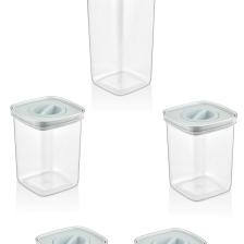 Tam Vakumlu Kilitli Sızdırmaz Şeffaf Saklama Kabı 5'li Set 2*500ml-2*1100ml-1700ml